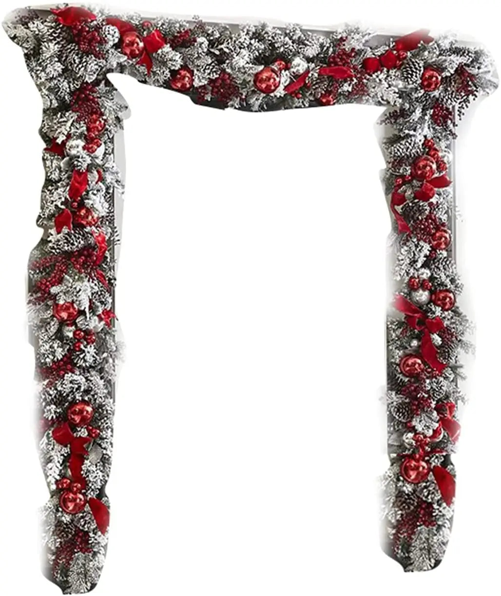 Flocked PVC Christmas Decoration Flower Wreath Vine Garland
