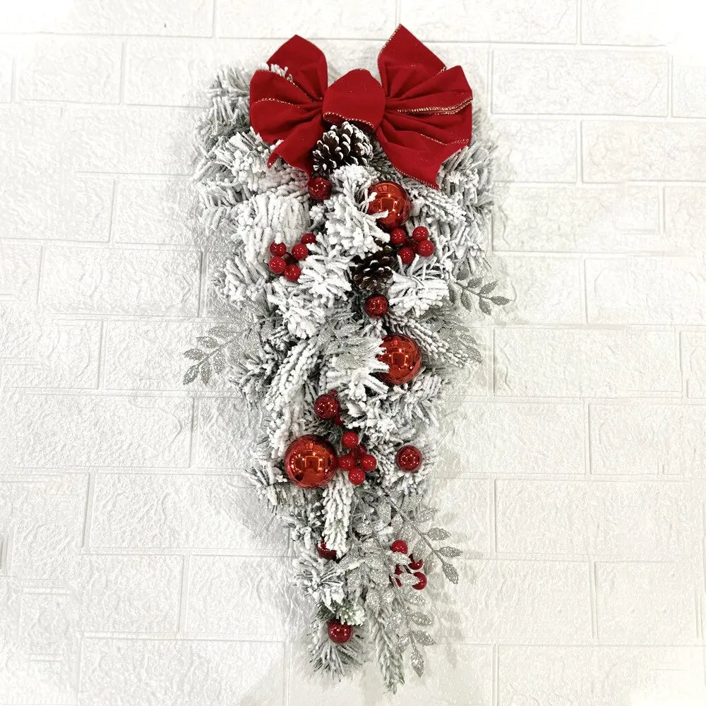 Flocked PVC Christmas Decoration Flower Wreath Vine Garland