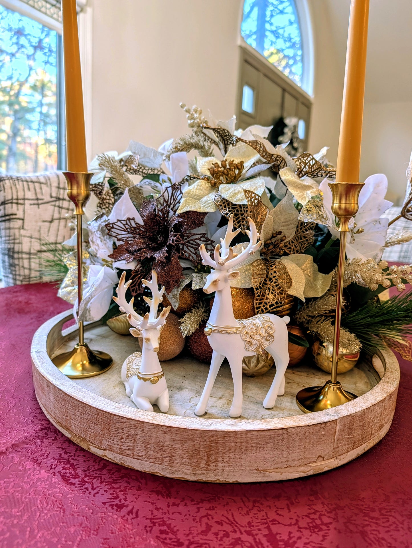 Candle & Reindeer Christmas Centerpiece