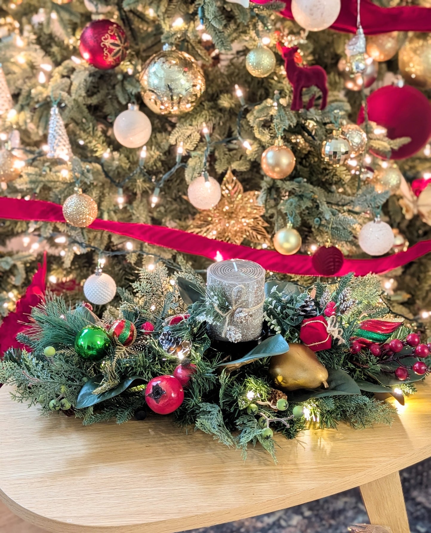 Berry & Bauble Candle Centerpiece