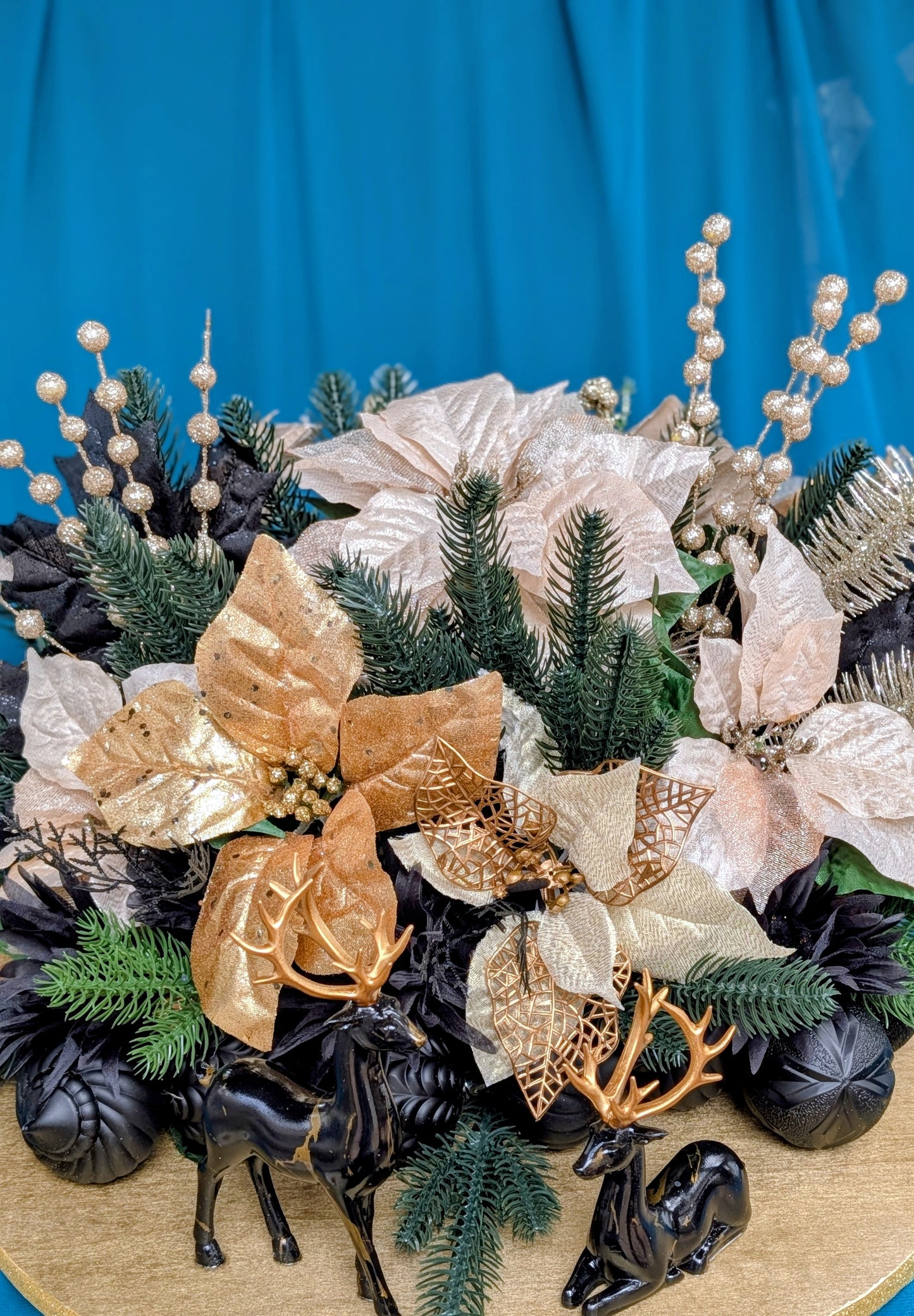 Golden Midnight Reindeer Centerpiece