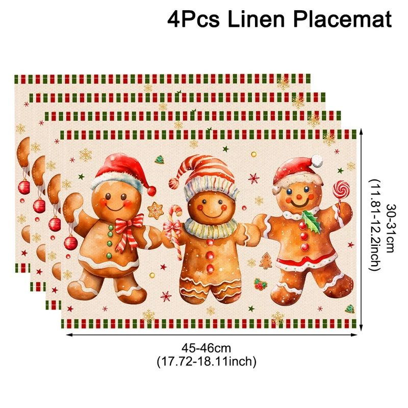 Linen Christmas Placemats Decorations for Home 2025