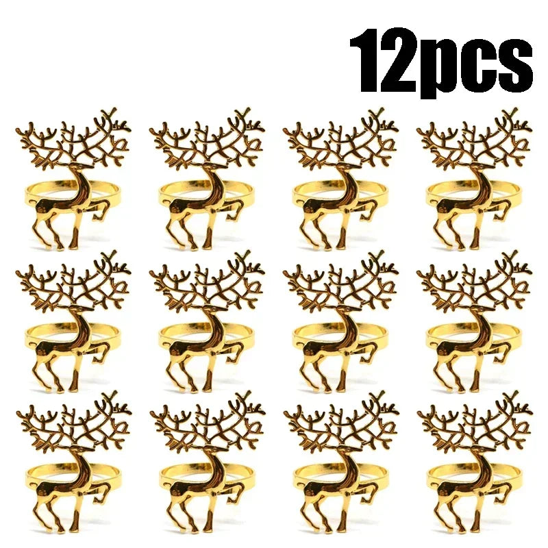 6/12/24PCS Christmas Table Napkin Gold Rings