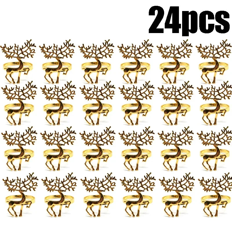 6/12/24PCS Christmas Table Napkin Gold Rings