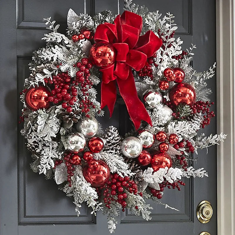 Flocked PVC Christmas Decoration Flower Wreath Vine Garland