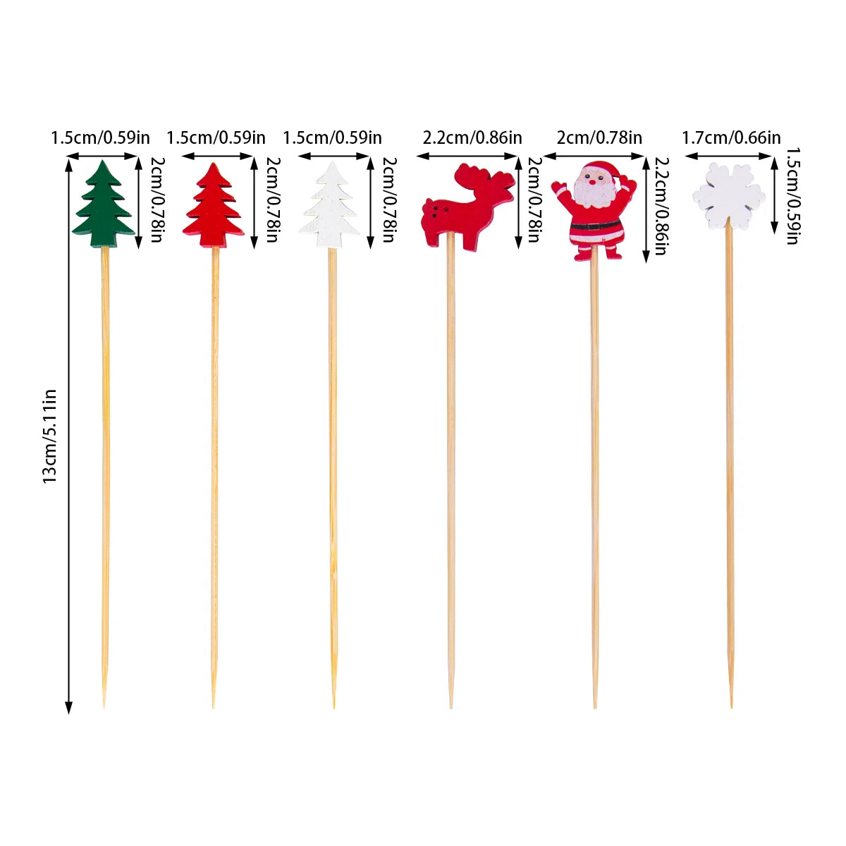 50pcs Christmas Disposable Bamboo Picks
