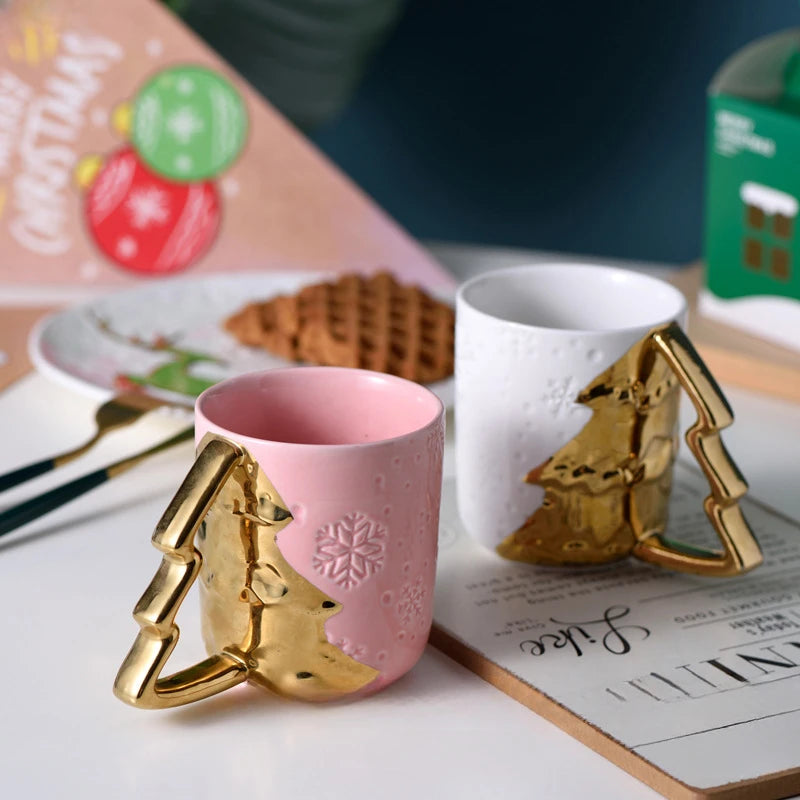 Christmas Tree White & Gold Cup