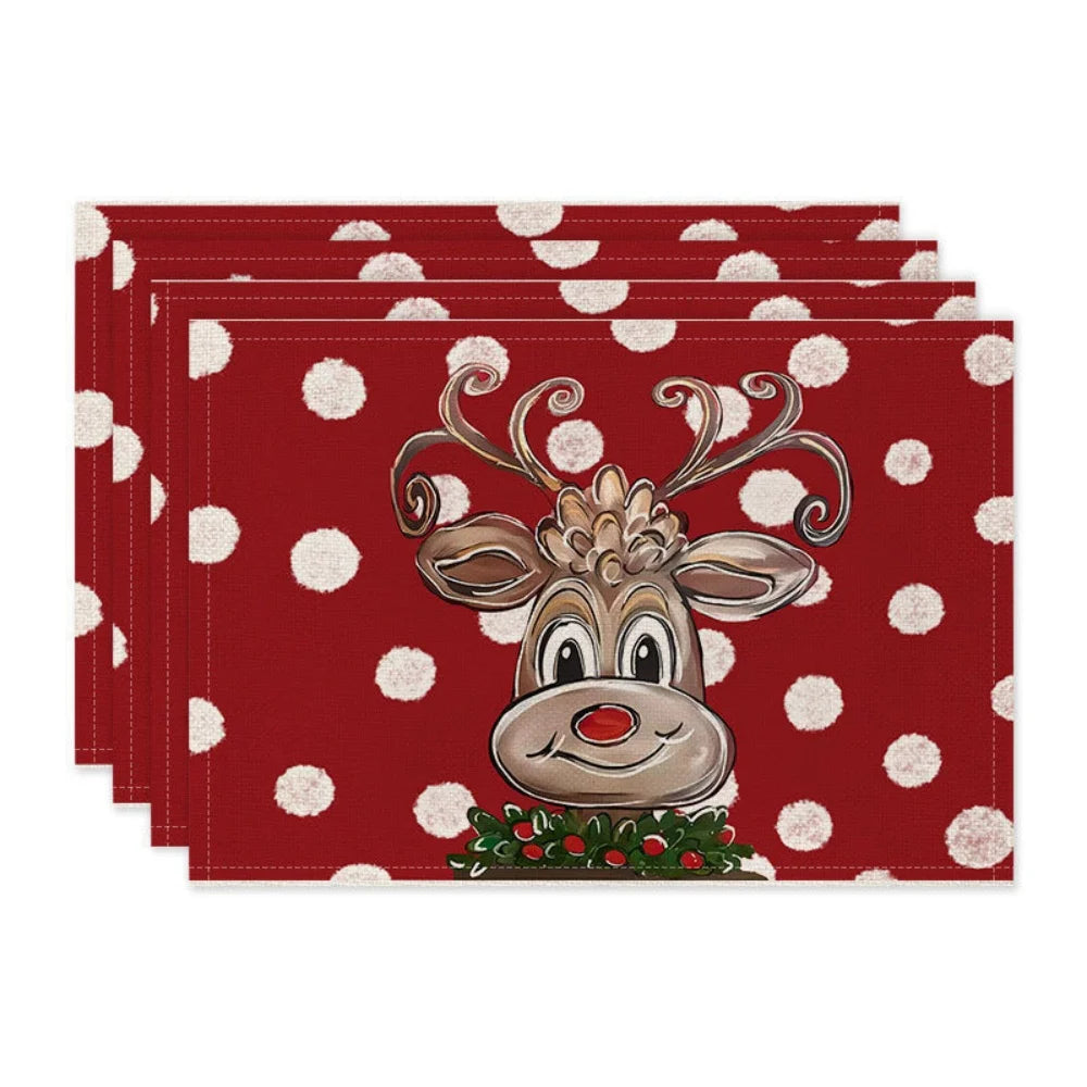 4pcs Christmas Tree Linen Table Placemat