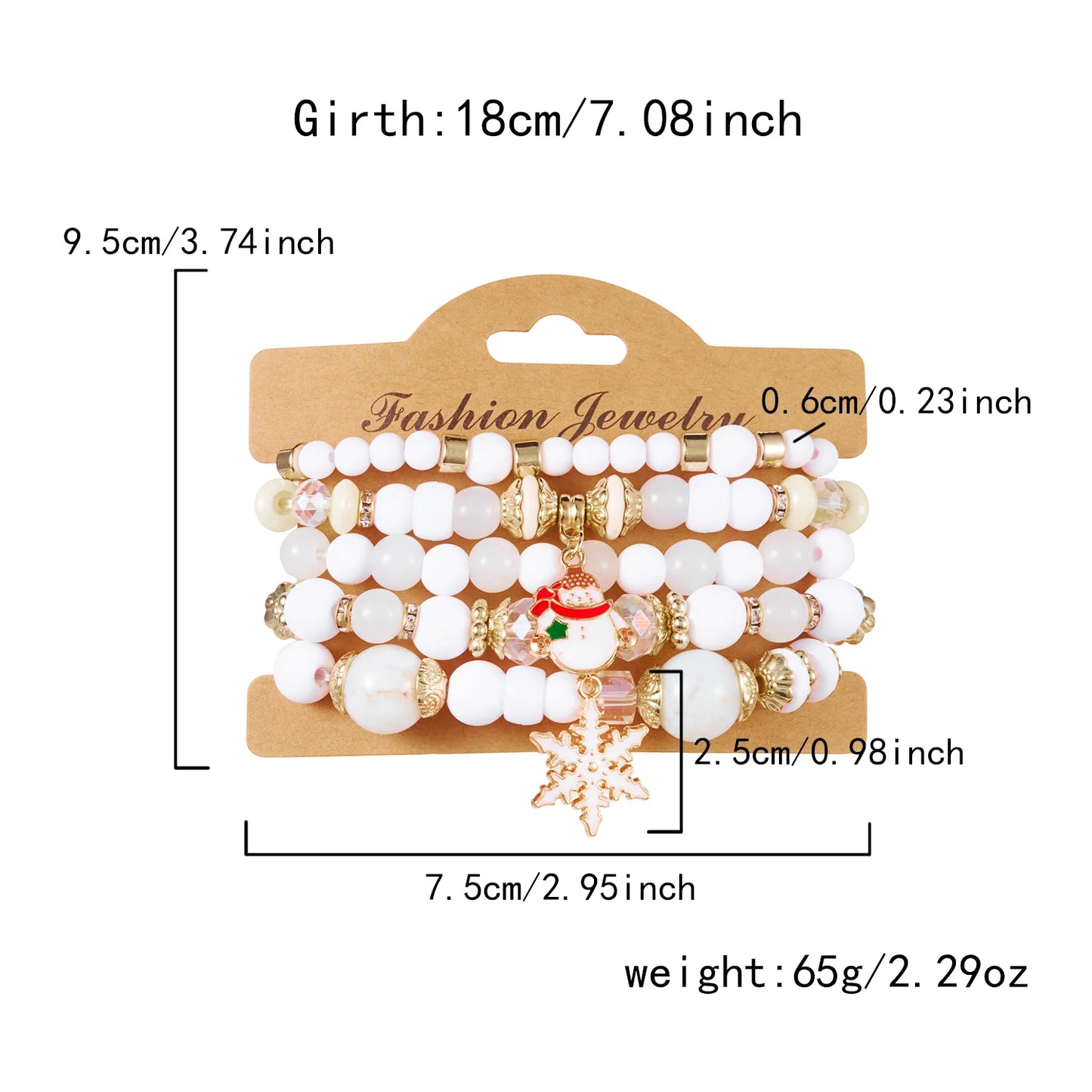 4Pcs Colorful Crystal Beads Christmas Charms Bracelet