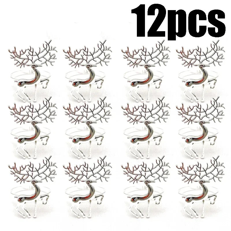 6/12/24PCS Christmas Table Napkin Gold Rings