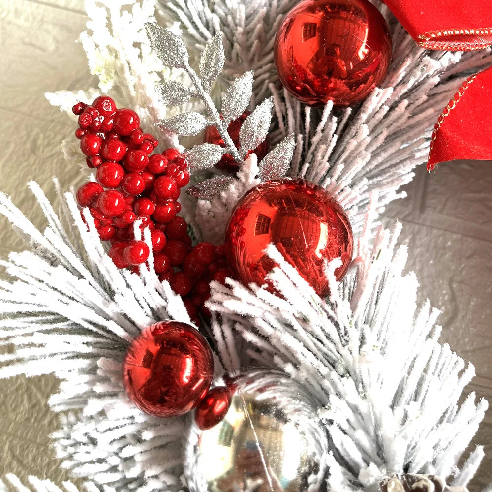 Flocked PVC Christmas Decoration Flower Wreath Vine Garland