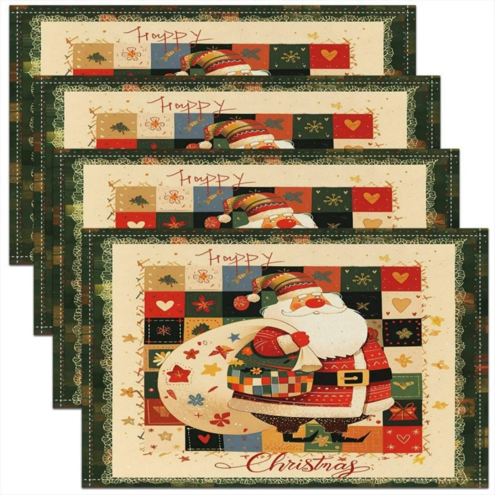 4pcs Christmas Tree Linen Table Placemat