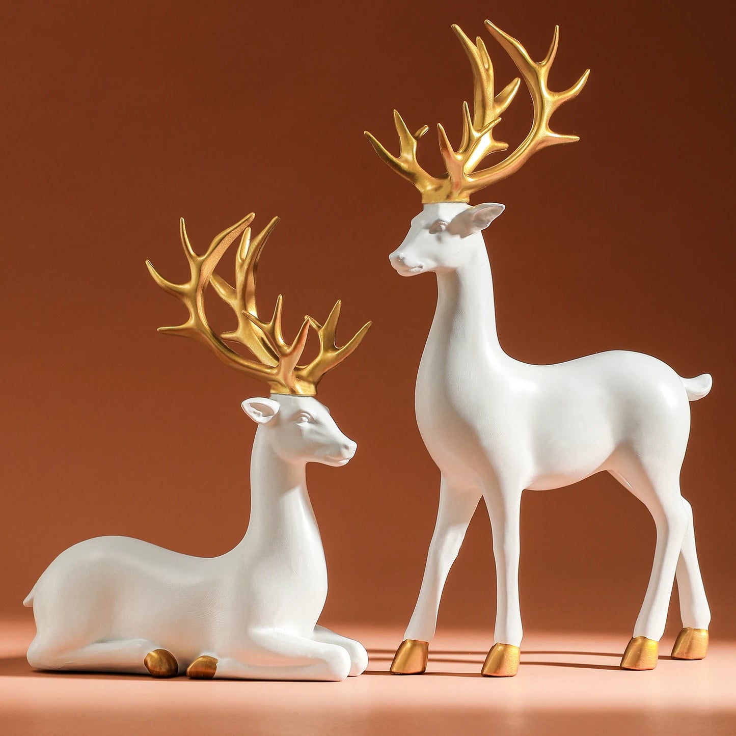 Reindeer Figurines Sculpture Home Christmas Decoration