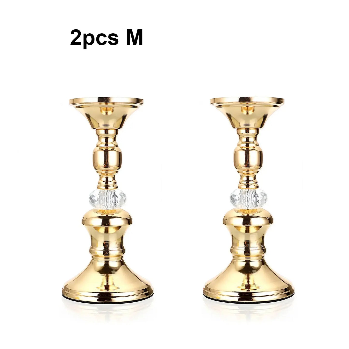 Gold Metal Pillar Candlestick Holders Vintage
