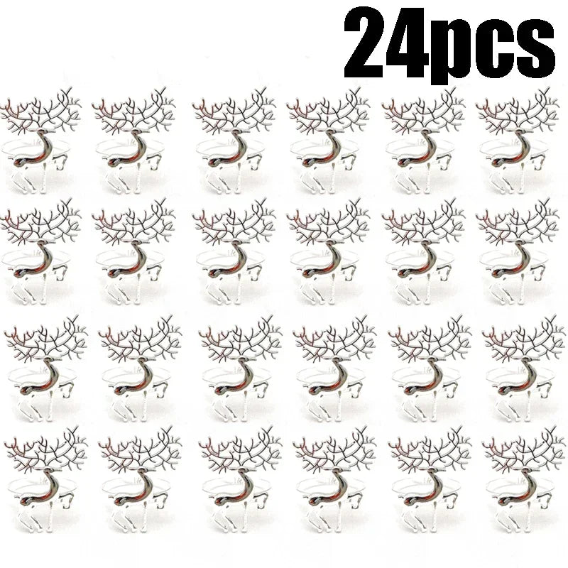 6/12/24PCS Christmas Table Napkin Gold Rings