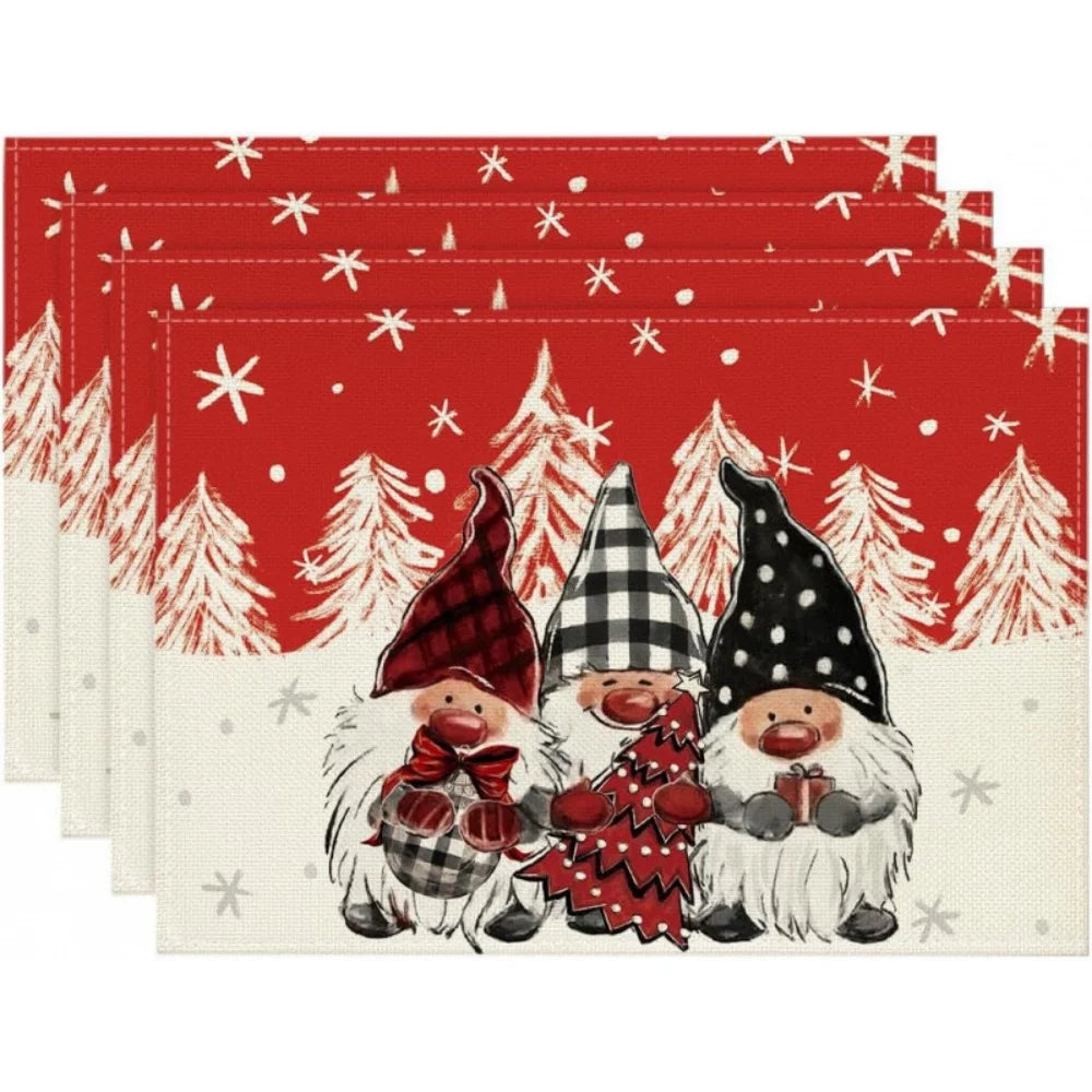 4pcs Christmas Tree Linen Table Placemat