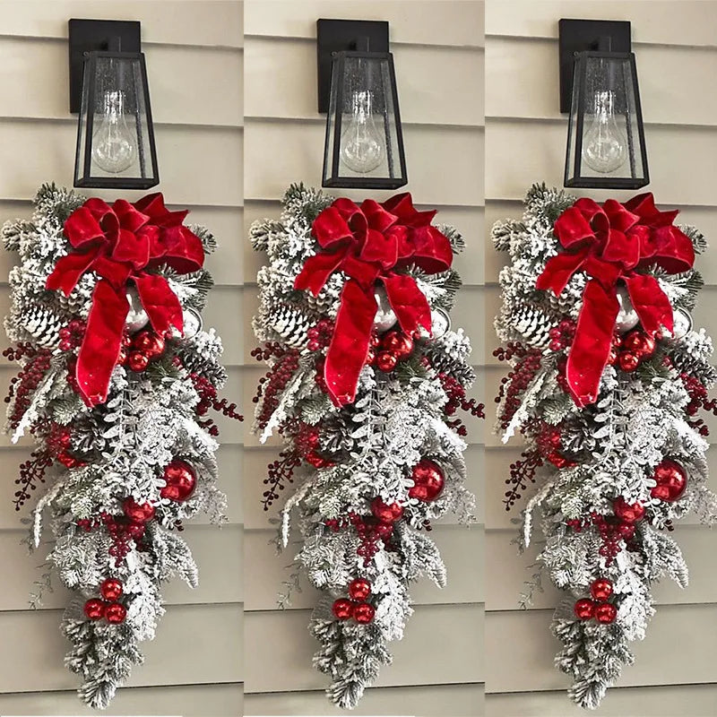Flocked PVC Christmas Decoration Flower Wreath Vine Garland