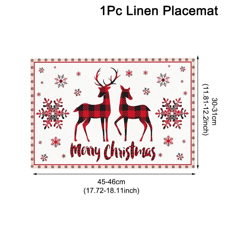 Linen Christmas Placemats Decorations for Home 2025
