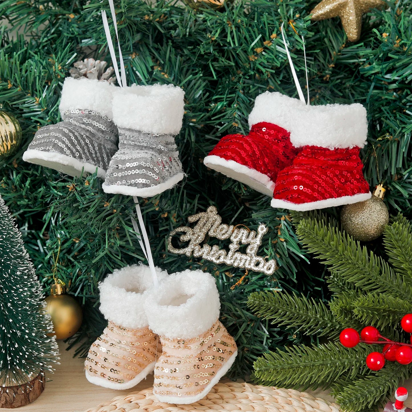 Glitter Shiny Cute Christmas Shoe Decorations