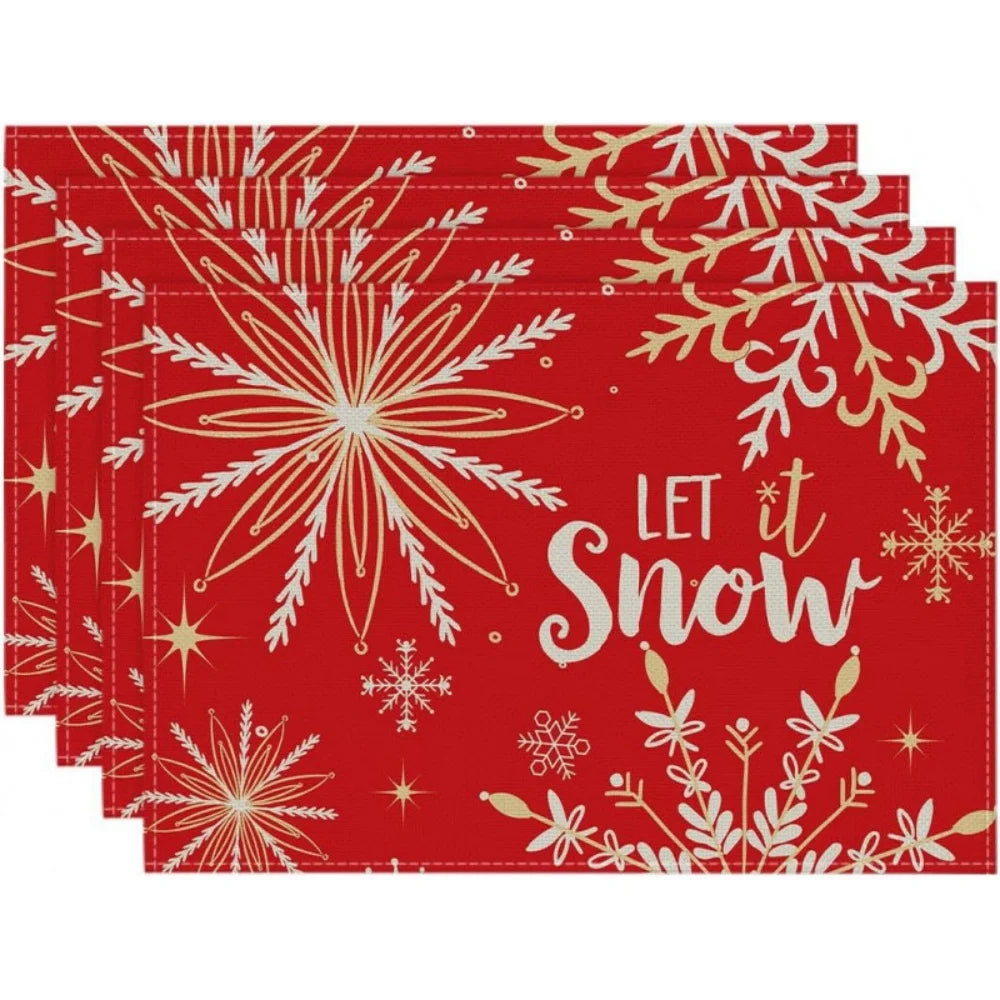 4pcs Christmas Tree Linen Table Placemat