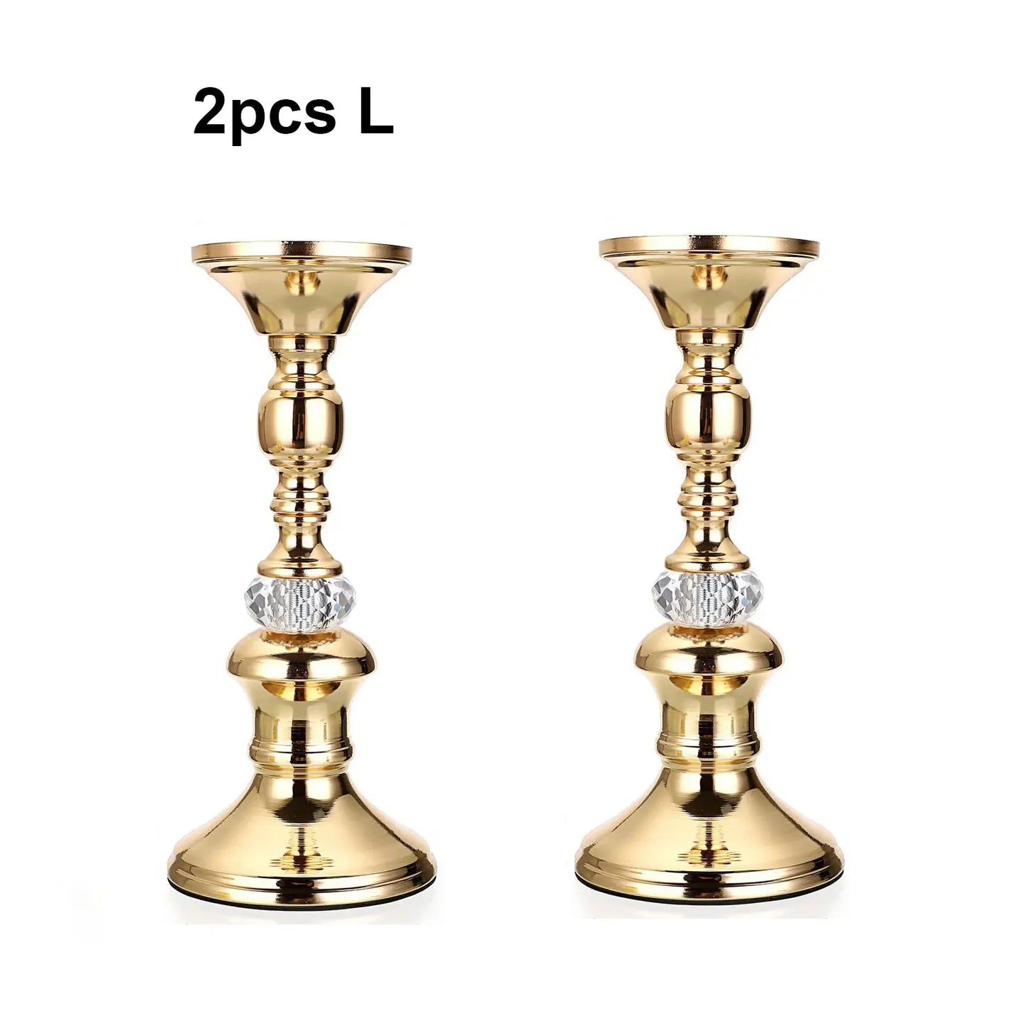 Gold Metal Pillar Candlestick Holders Vintage