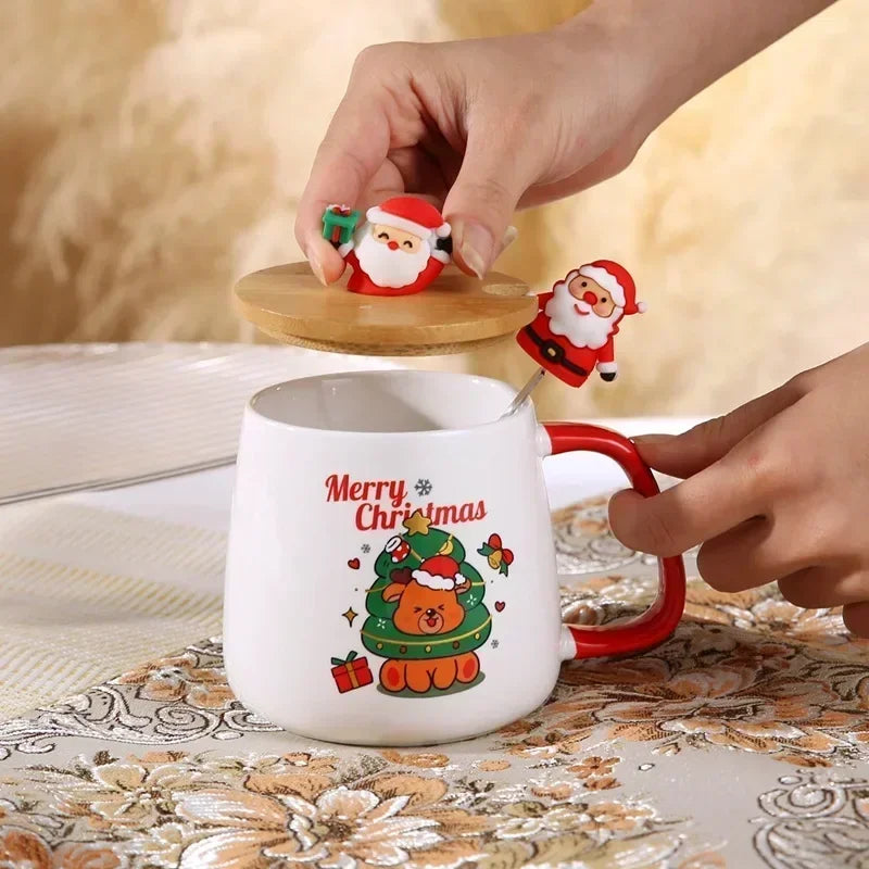 2025 Christmas Gift Set - Ceramic Mug Cup with Lid And Spoon