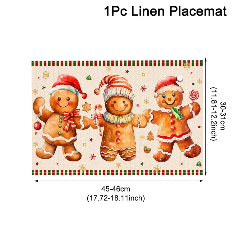 Linen Christmas Placemats Decorations for Home 2025