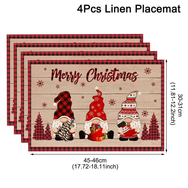 Linen Christmas Placemats Decorations for Home 2025