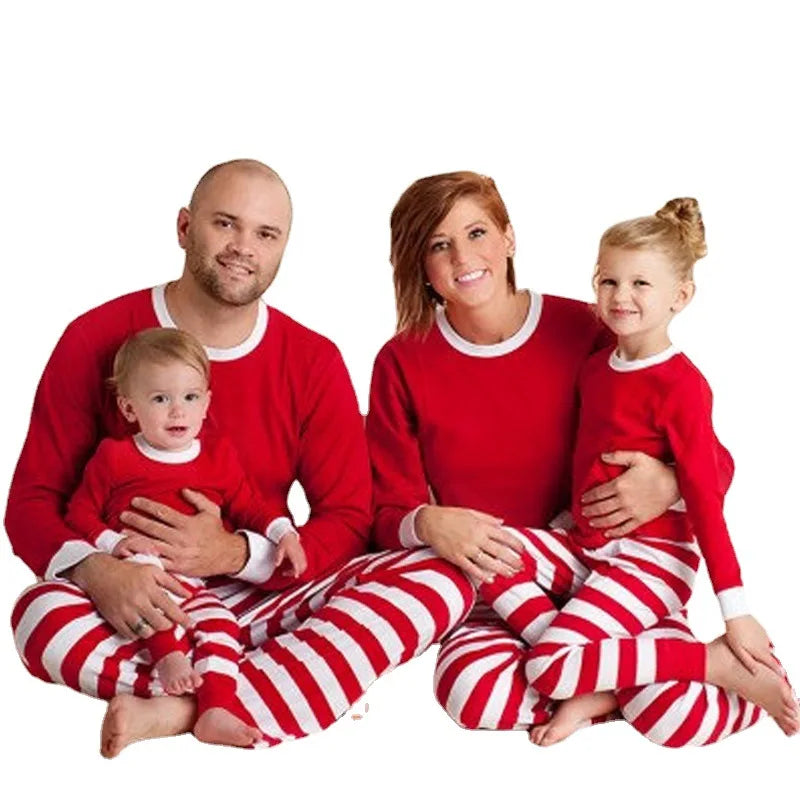 Christmas Pajamas Set Striped Print