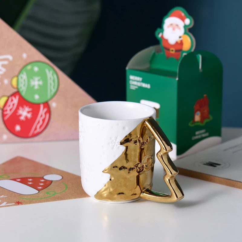 Christmas Tree White & Gold Cup