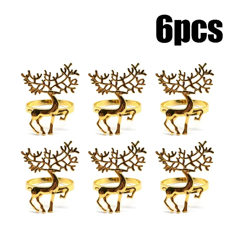 6/12/24PCS Christmas Table Napkin Gold Rings