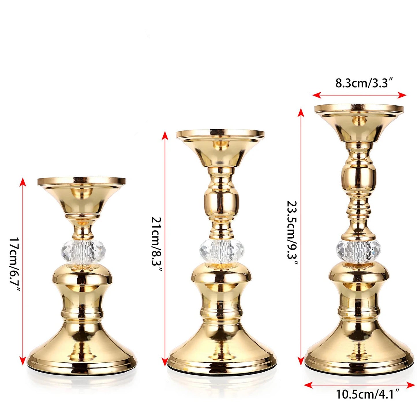 Gold Metal Pillar Candlestick Holders Vintage