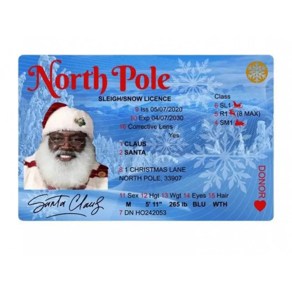 Santa Claus Flying Driver's License