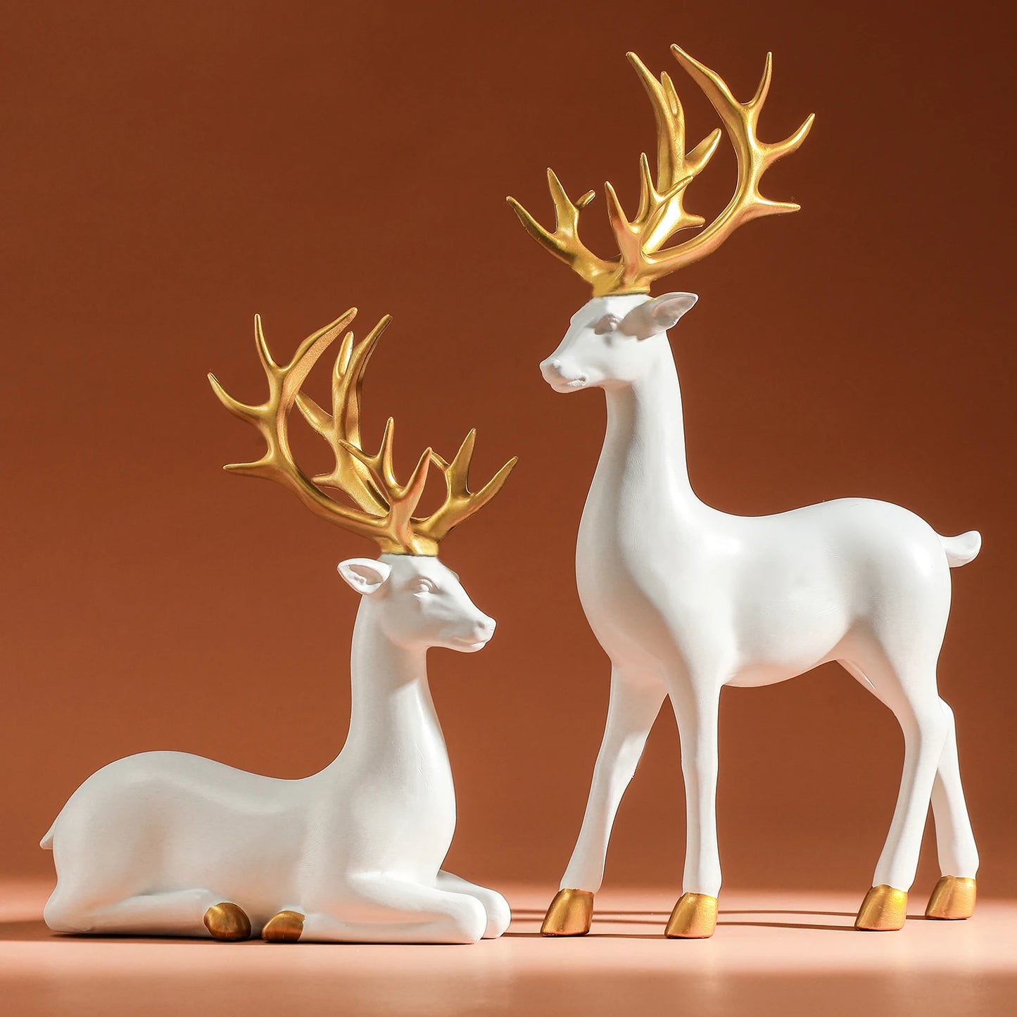 Reindeer Figurines Sculpture Home Christmas Decoration