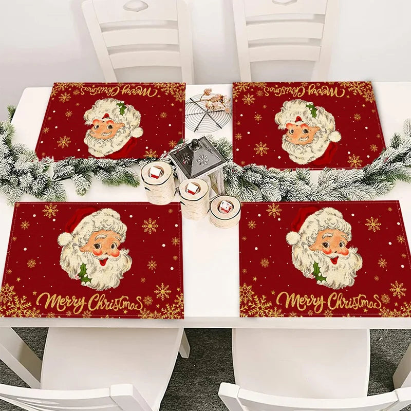 Linen Christmas Placemats Decorations for Home 2025