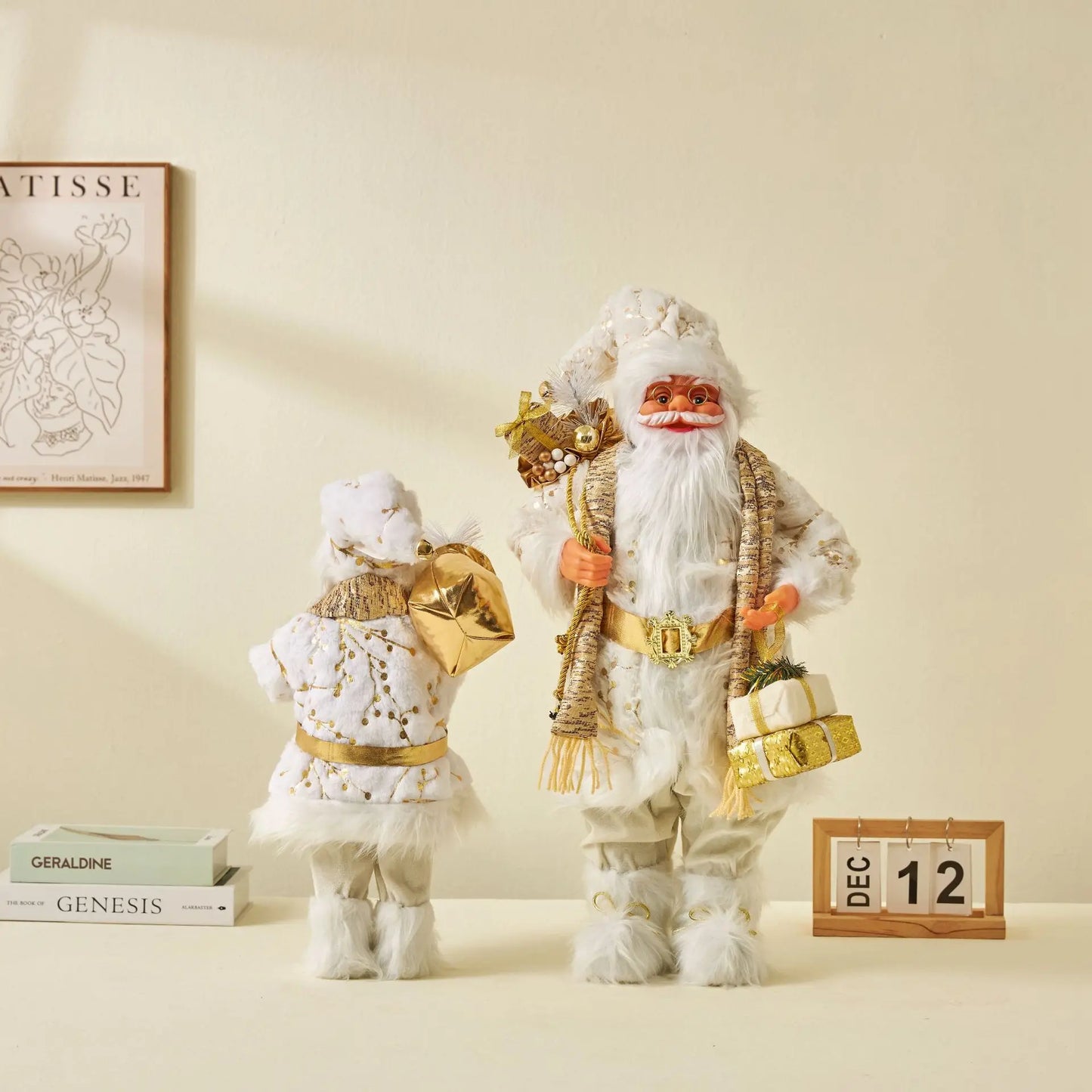 Large Golden Santa Claus Christmas Doll