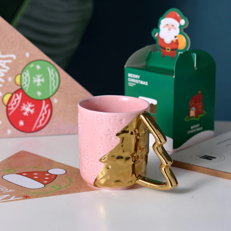 Christmas Tree White & Gold Cup