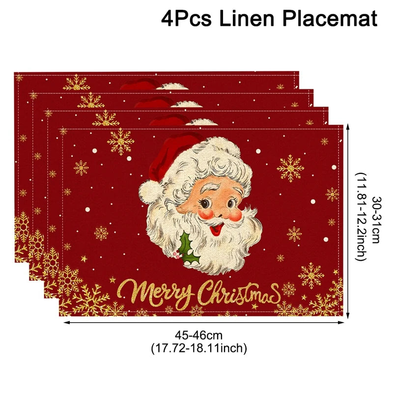 Linen Christmas Placemats Decorations for Home 2025