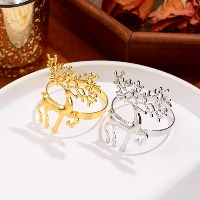 6/12/24PCS Christmas Table Napkin Gold Rings