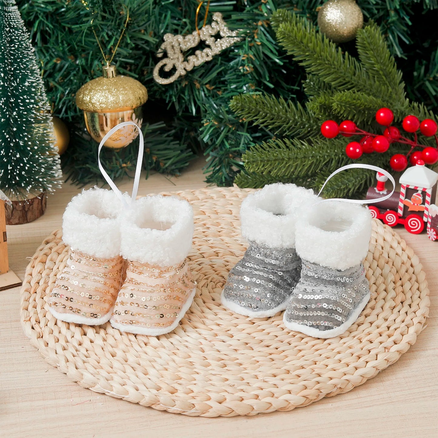 Glitter Shiny Cute Christmas Shoe Decorations