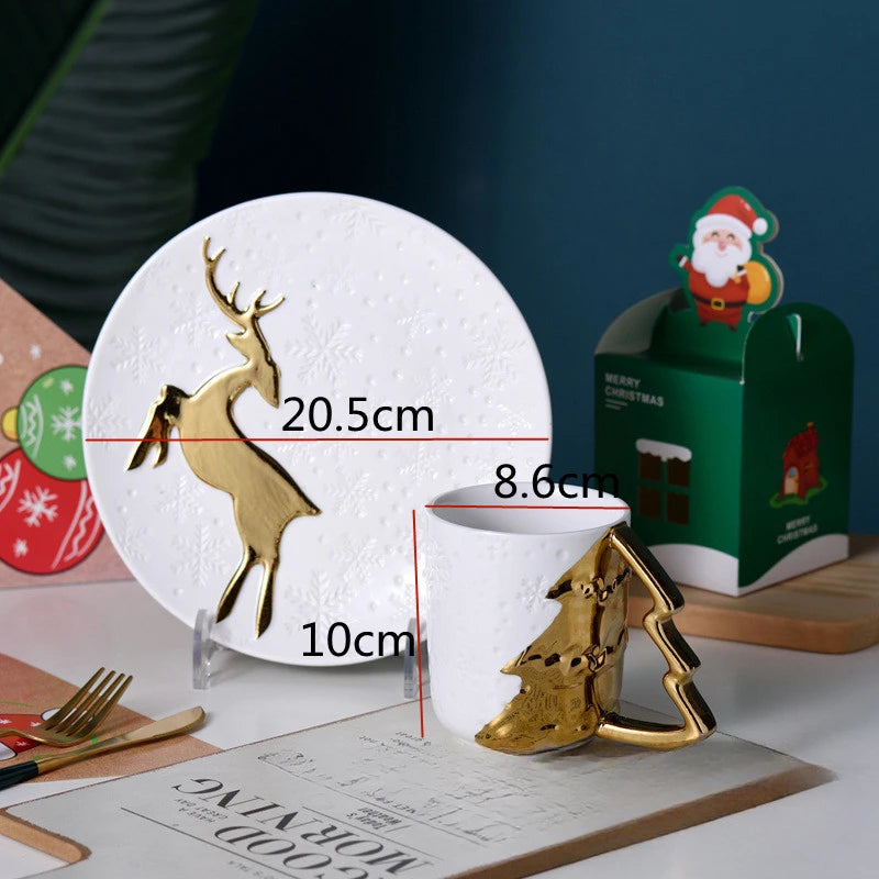 Christmas Tree White & Gold Cup
