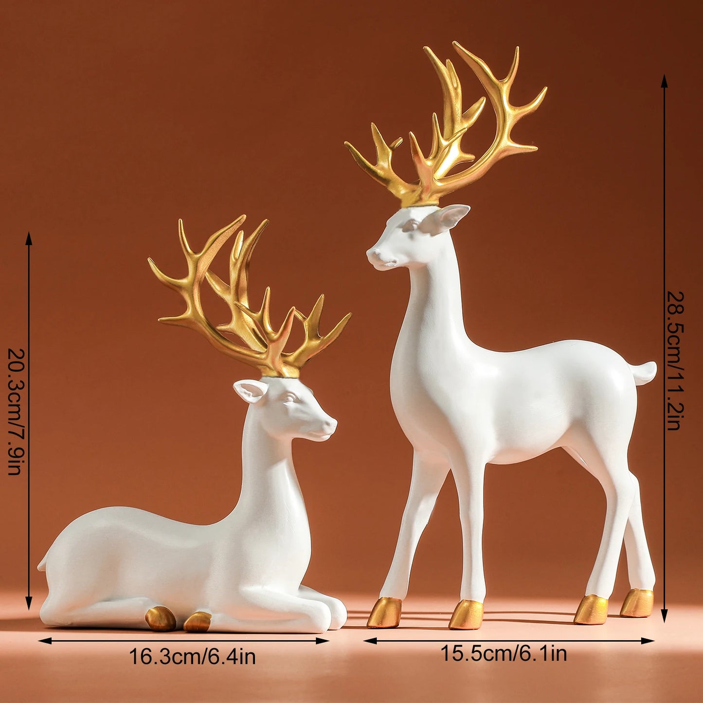 Reindeer Figurines Sculpture Home Christmas Decoration