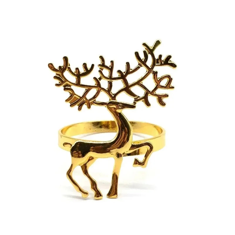 6/12/24PCS Christmas Table Napkin Gold Rings