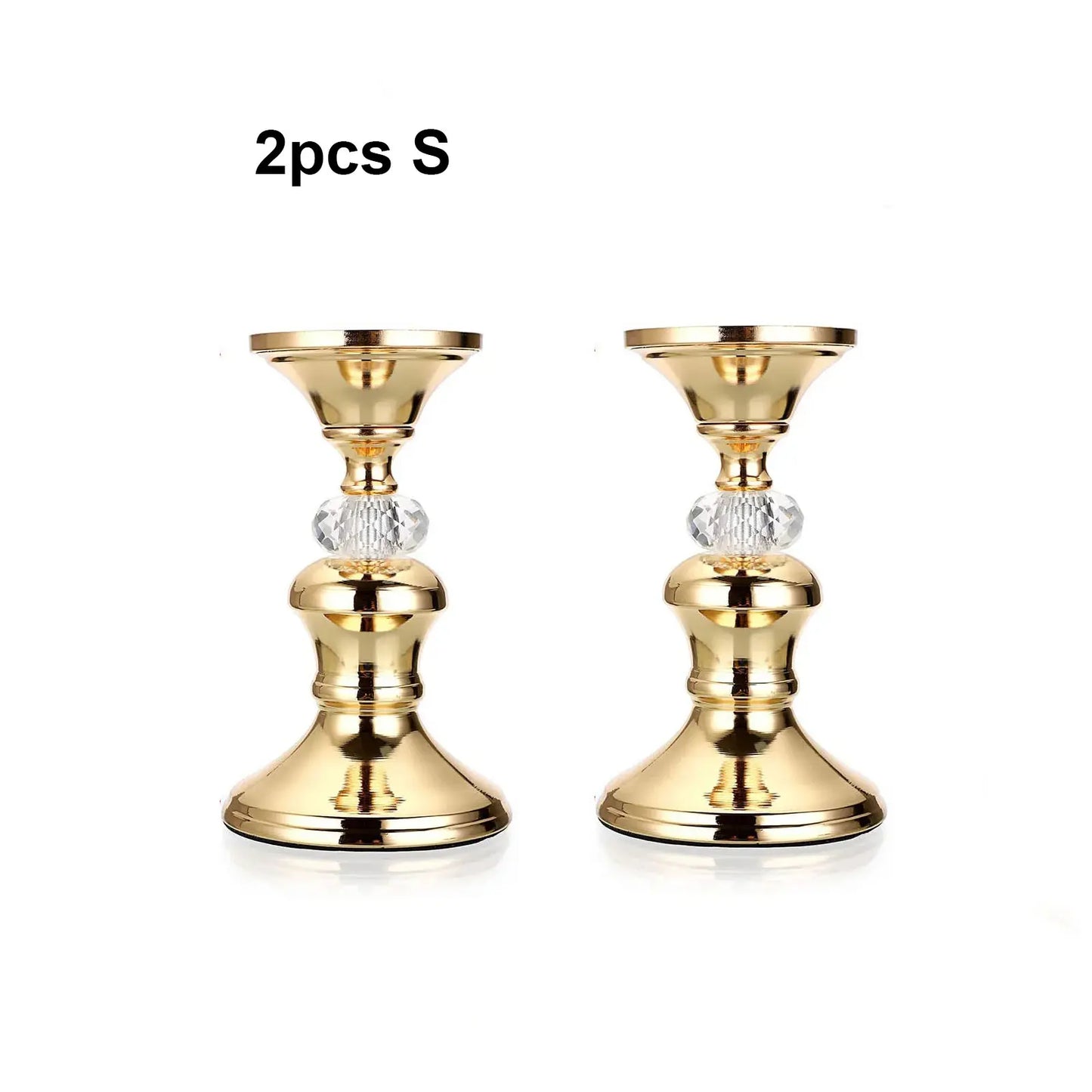 Gold Metal Pillar Candlestick Holders Vintage