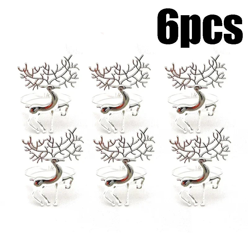 6/12/24PCS Christmas Table Napkin Gold Rings