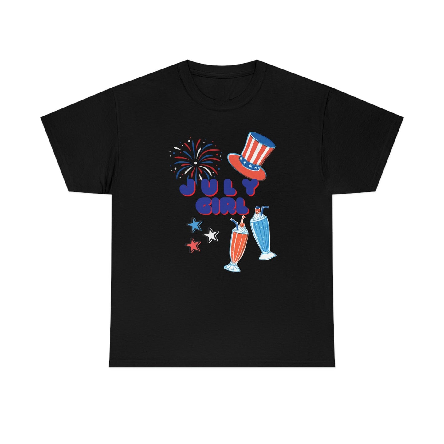 July Girl Customized T-shirt/Born In July T-shirt/4th Of July Celebration Themed Birthday T-shirt/Birthday Present/July Born Gift