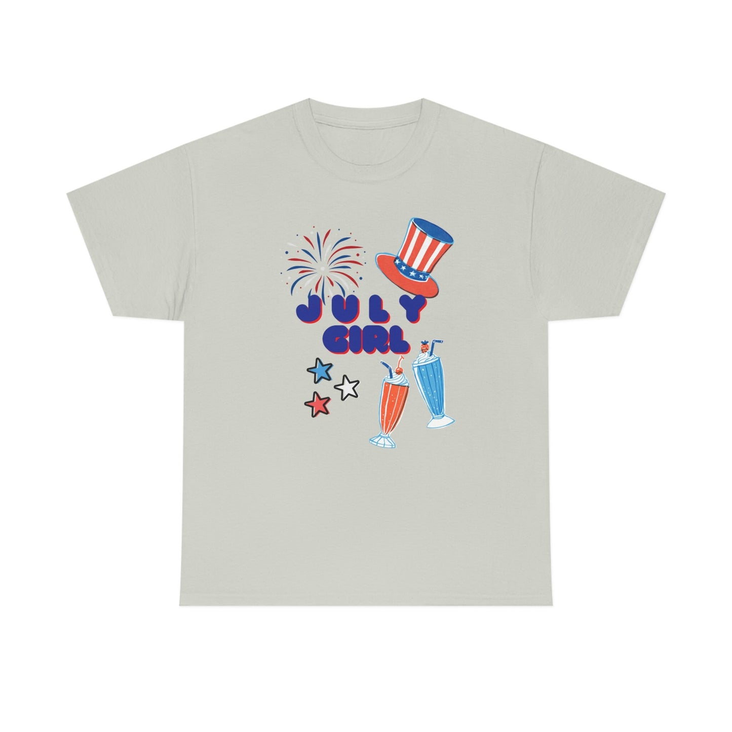 July Girl Customized T-shirt/Born In July T-shirt/4th Of July Celebration Themed Birthday T-shirt/Birthday Present/July Born Gift