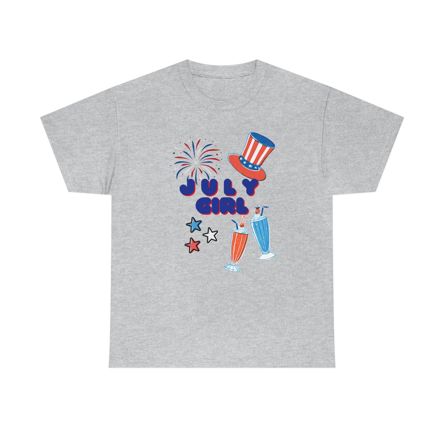 July Girl Customized T-shirt/Born In July T-shirt/4th Of July Celebration Themed Birthday T-shirt/Birthday Present/July Born Gift