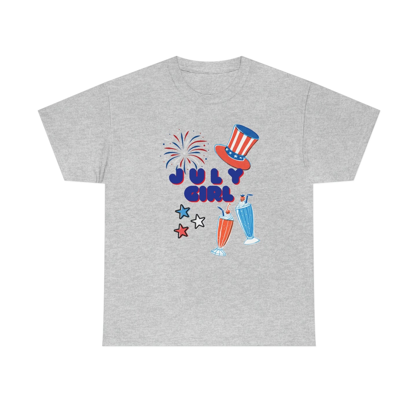 July Girl Customized T-shirt/Born In July T-shirt/4th Of July Celebration Themed Birthday T-shirt/Birthday Present/July Born Gift
