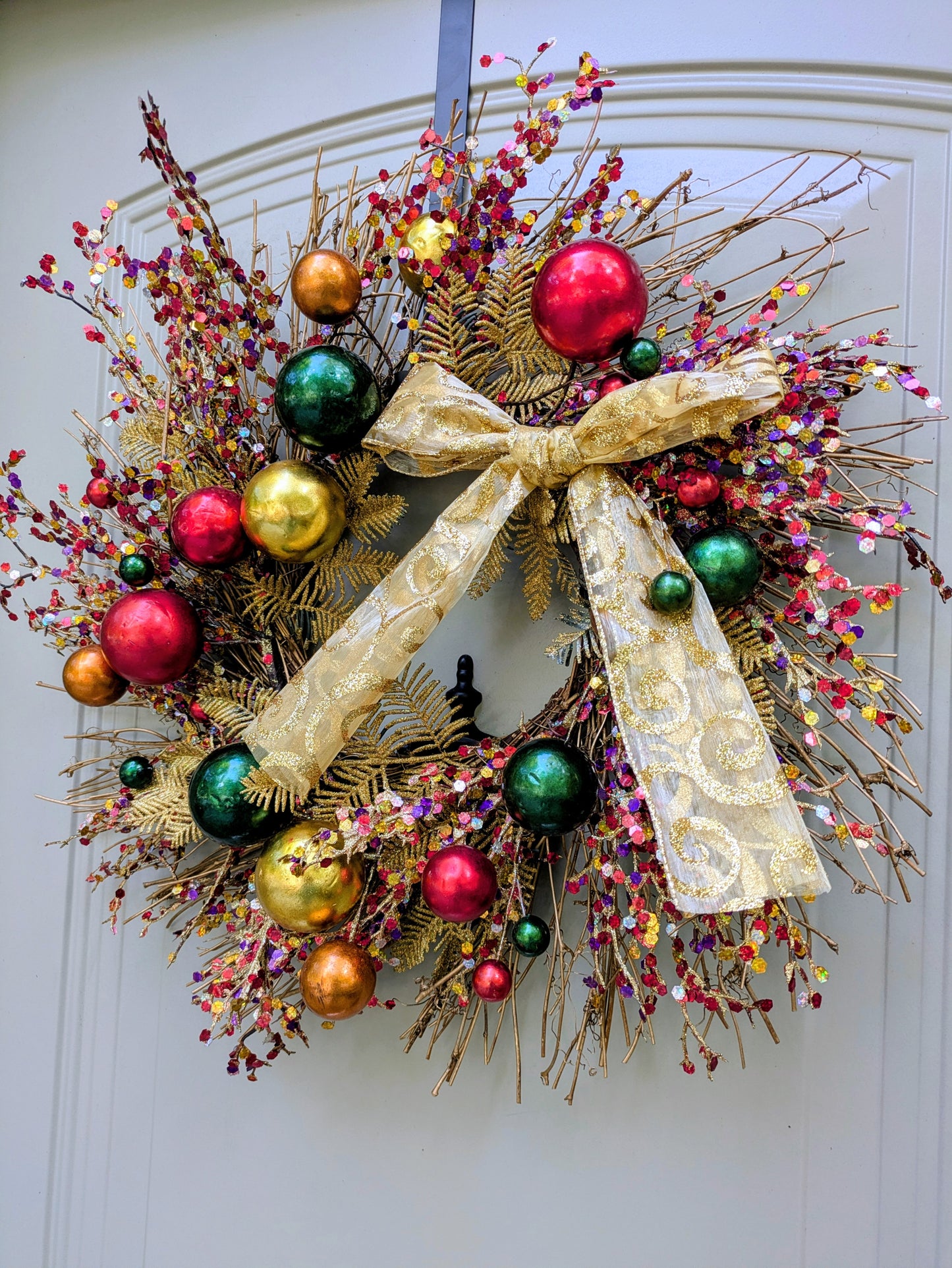Colored Gold Christmas Wreath